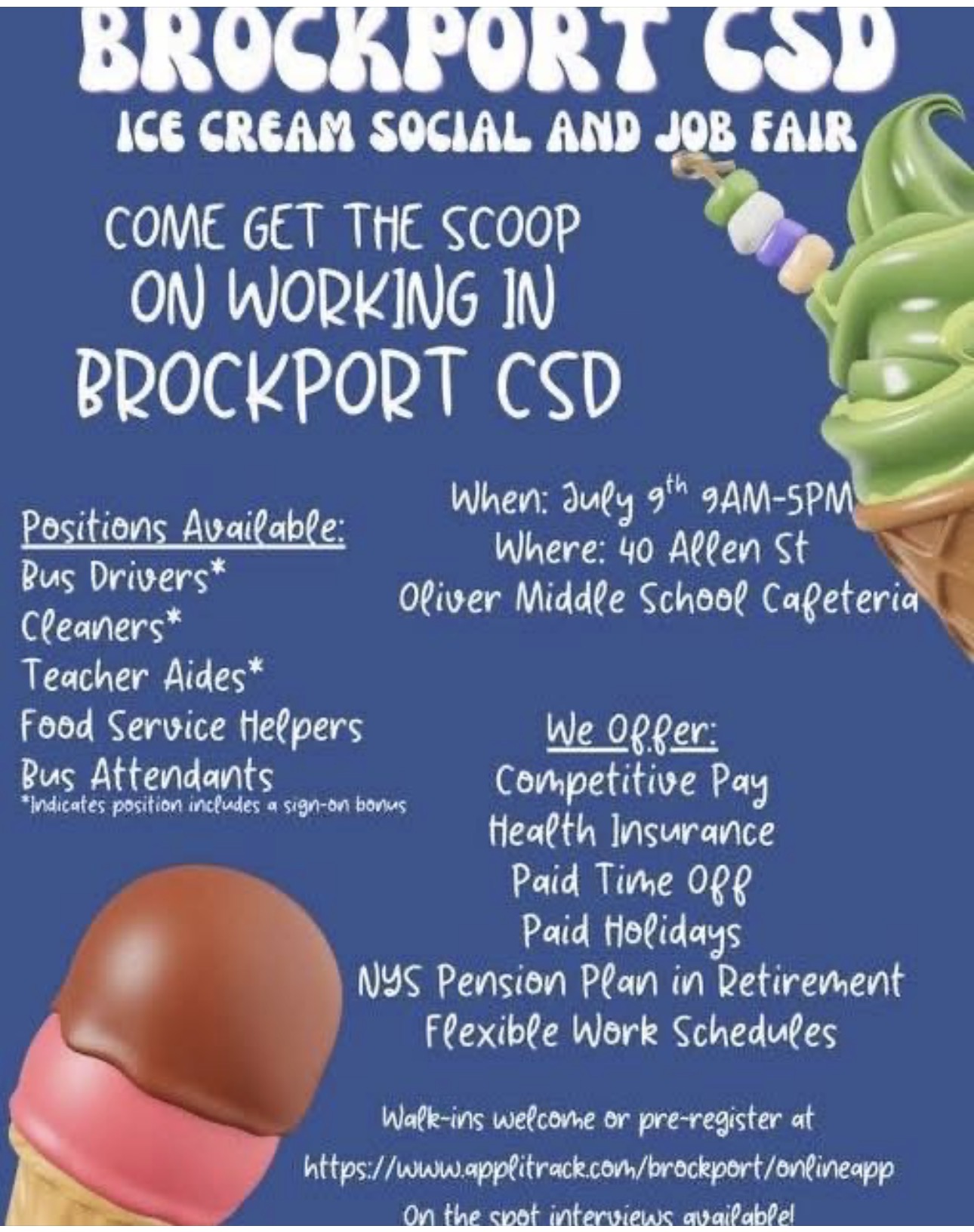 Brockport Central School District Ice Cream Social & Job Fair ...